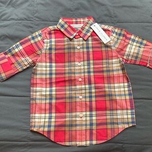 Janie and Jack Multicolor Plaid Button Down Shirt 4T NWT
